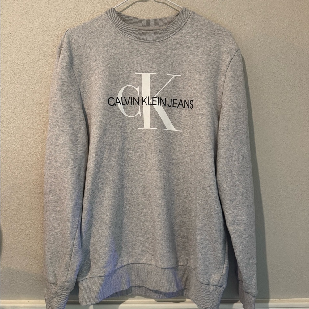 Unisex Calvin Klein Light Gray Crewneck Sweater